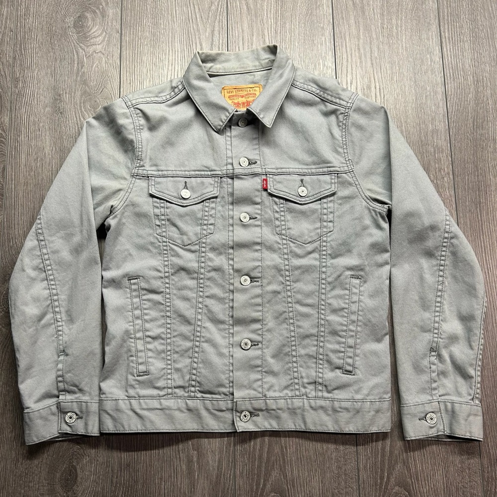 Levis 57511 Trucker Jacket Womens Large Light Gray Denim Cotton Twill Button Up